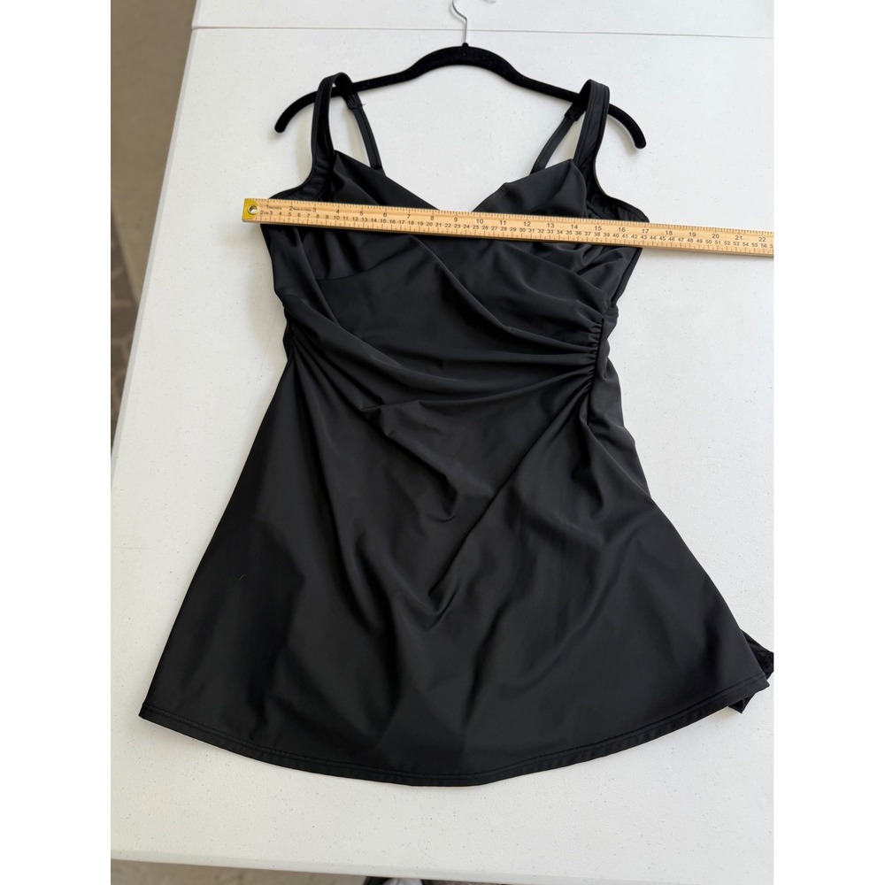Miraclesuit Womens Black Marais One Piece Swimdress Ruched Swimsuit Size 14 - Picture 8 of 13